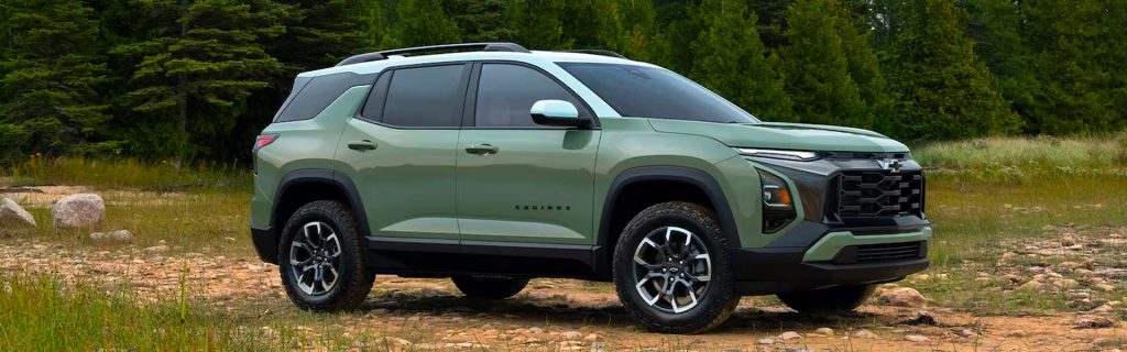 2026 Chevy Equinox parked outdoors, highlighting its versatile SUV design and rugged styling.